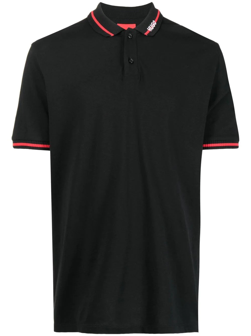 HUGO Logo-edge cotton polo shirt Black - MAISONDEFASHION.COM