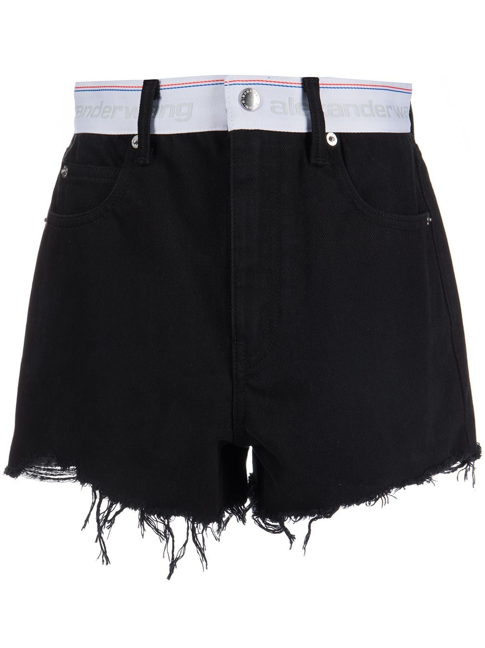 ALEXANDER WANG WOMEN Logo High Rise Bite Shorts Black - MAISONDEFASHION.COM