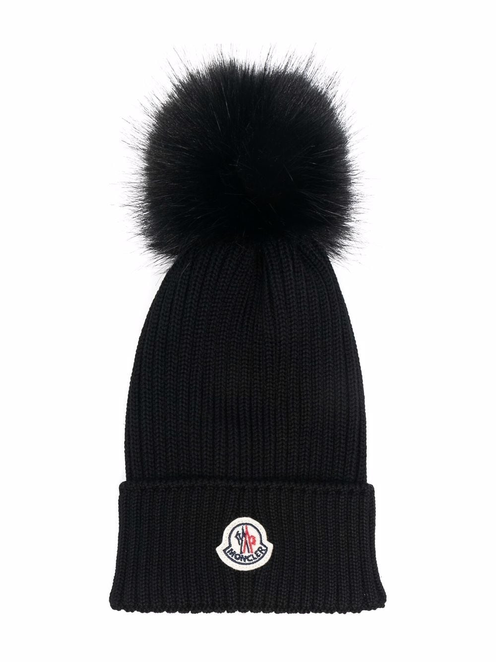 MONCLER KIDS Pom-pom wool rib-knit beanie Black - MAISONDEFASHION.COM