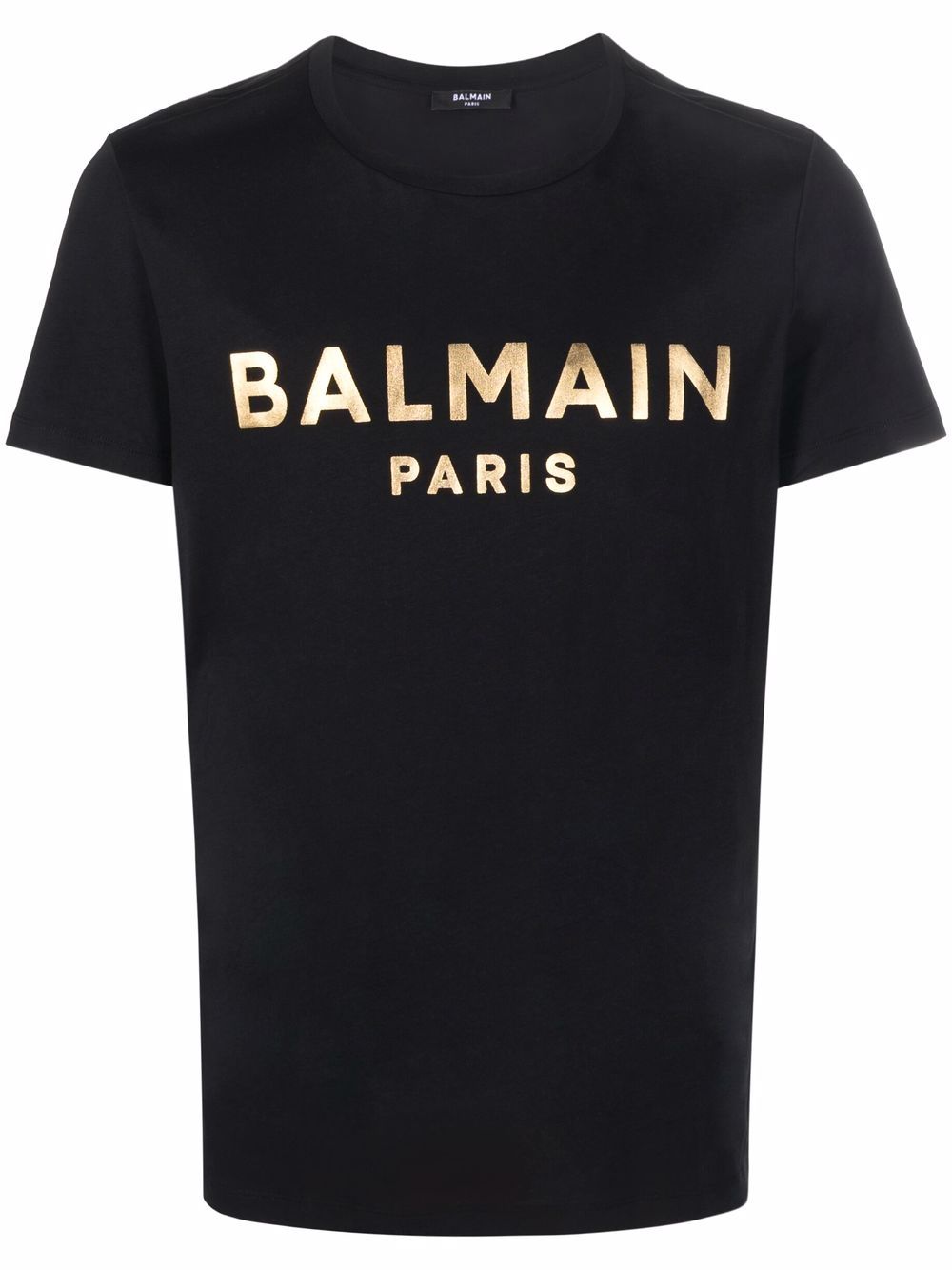 BALMAIN Metallic logo-print cotton T-shirt Black - MAISONDEFASHION.COM