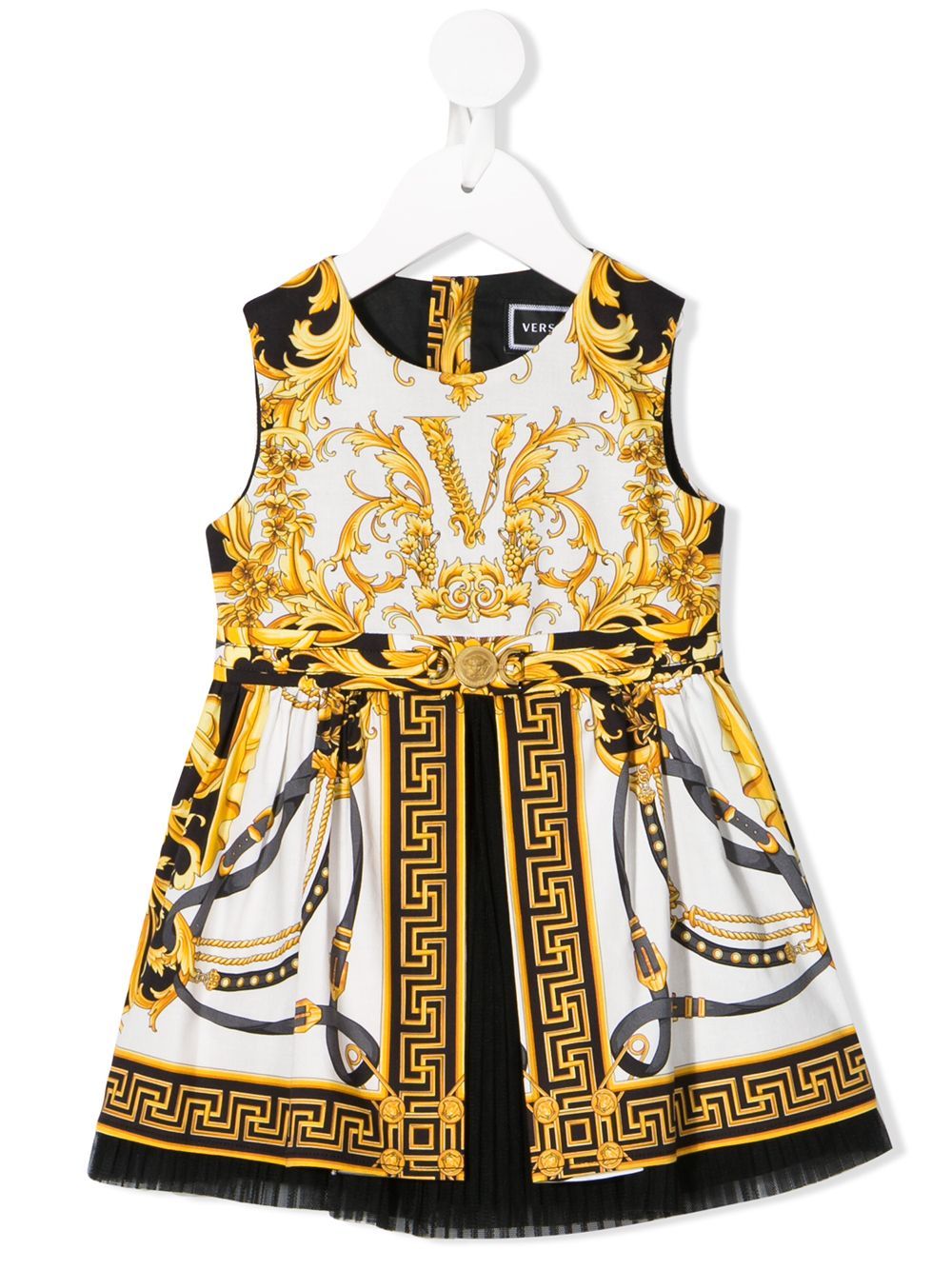 VERSACE KIDS baby baroque print dress gold/white - Maison De Fashion 