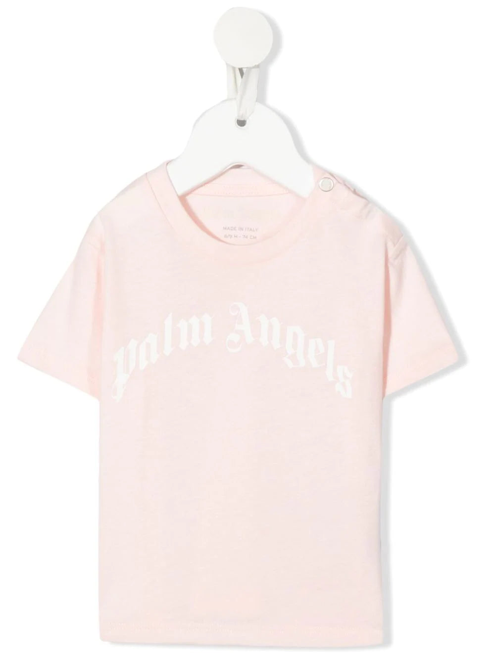 PALM ANGELS KIDS Curved Logo T-Shirt Salmon Pink/White - MAISONDEFASHION.COM