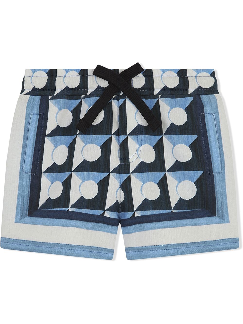 DOLCE & GABBANA BABY Geometric-print tie-fastening shorts Blue - MAISONDEFASHION.COM