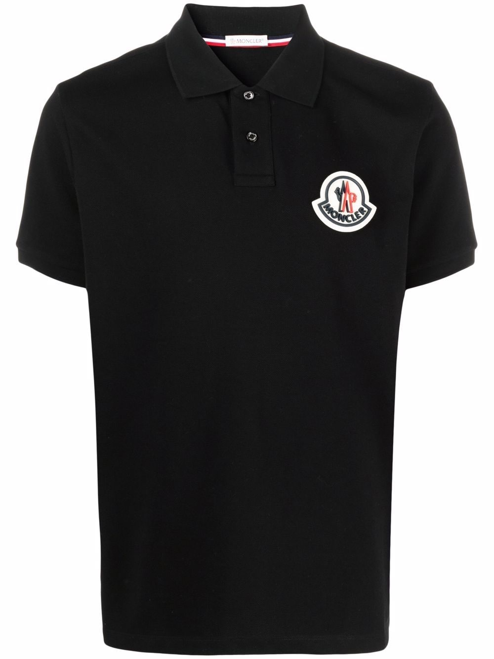 MONCLER Rubber Logo Polo Shirt Black - MAISONDEFASHION.COM