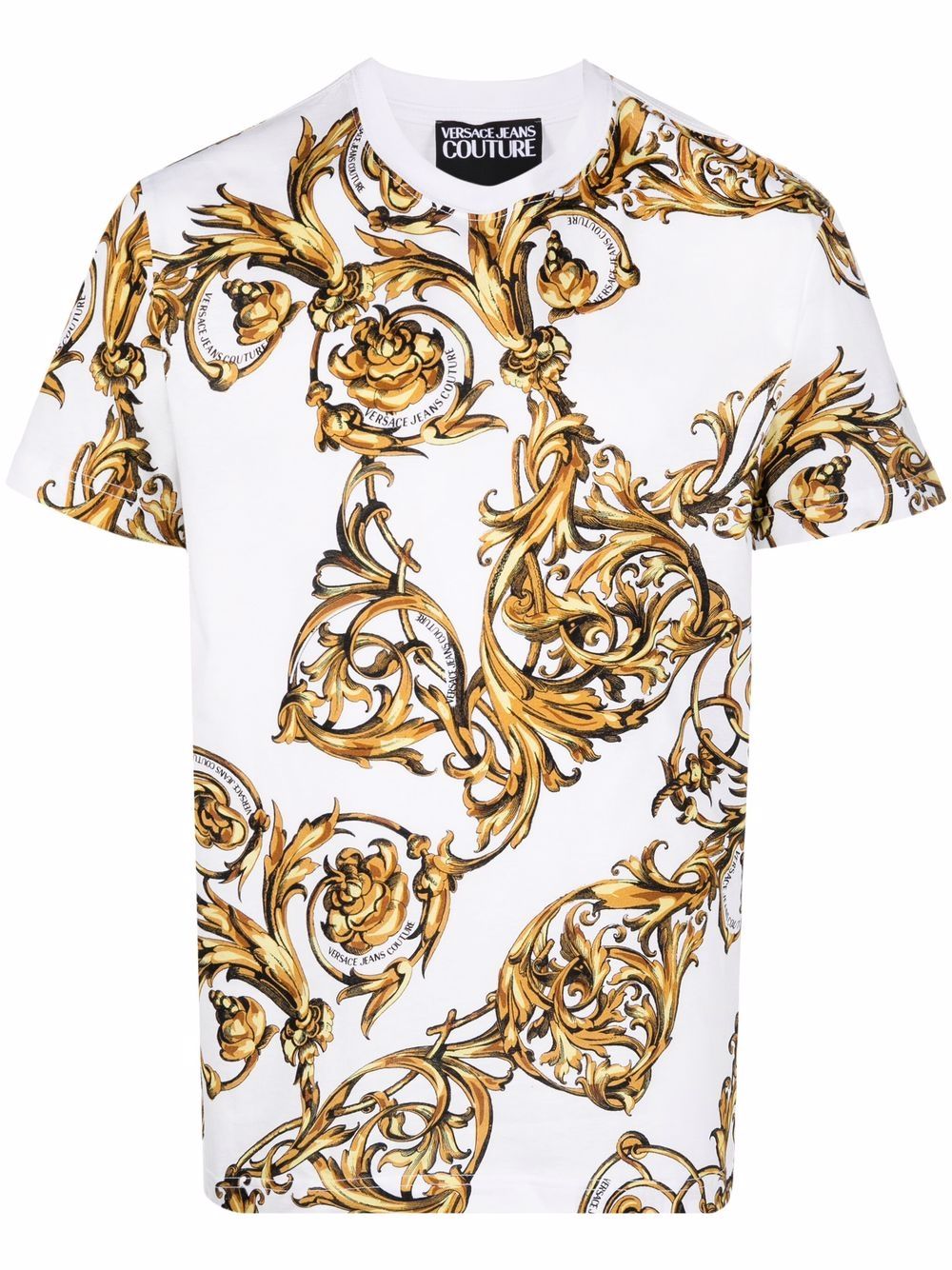 VERSACE Baroque Print T-Shirt White - MAISONDEFASHION.COM