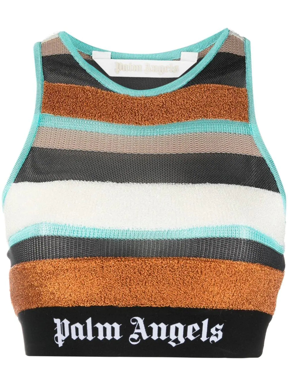 PALM ANGELS WOMEN Lurex Stripes Knit Logo Top Multicolour - MAISONDEFASHION.COM