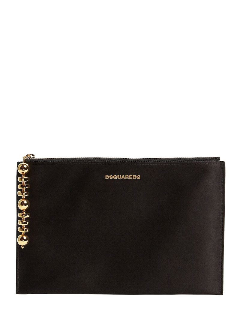 DSQUARED2 Velvet Logo Pouch Black/Gold - Maison De Fashion 