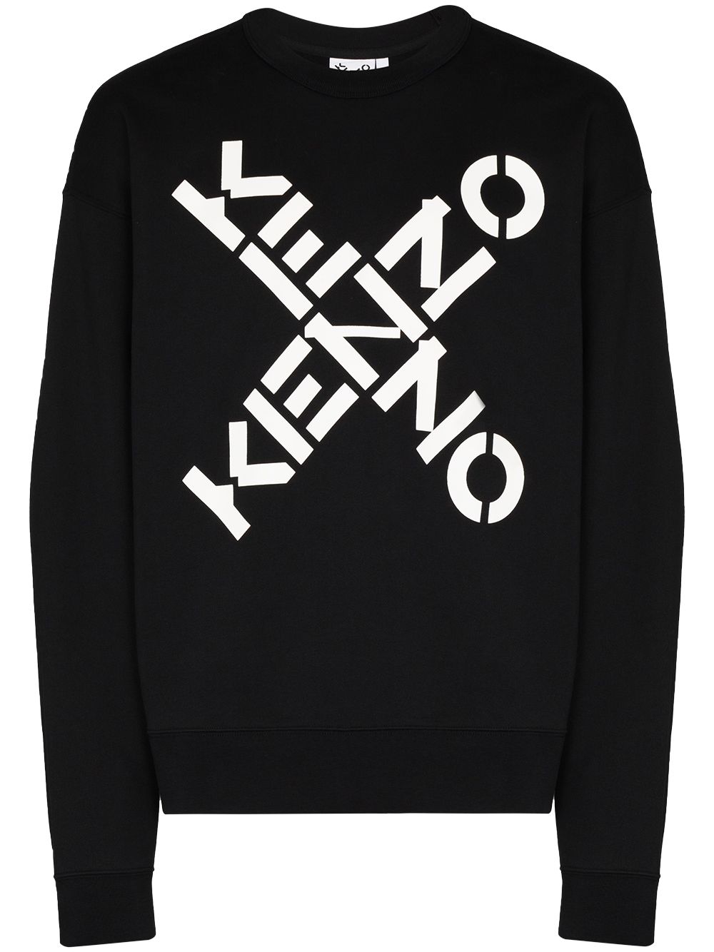KENZO Cross Logo Sweatshirt Black - MAISONDEFASHION.COM
