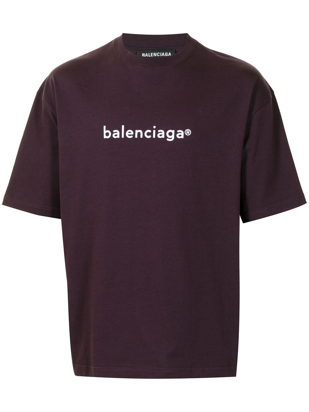 BALENCIAGA Copyright Logo print T-shirt Dark Aubergine - MAISONDEFASHION.COM