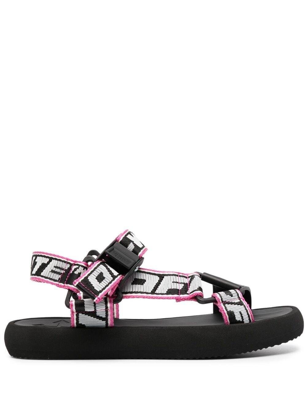 OFF-WHITE WOMEN Trek logo-strap sandals Black/Pink - MAISONDEFASHION.COM