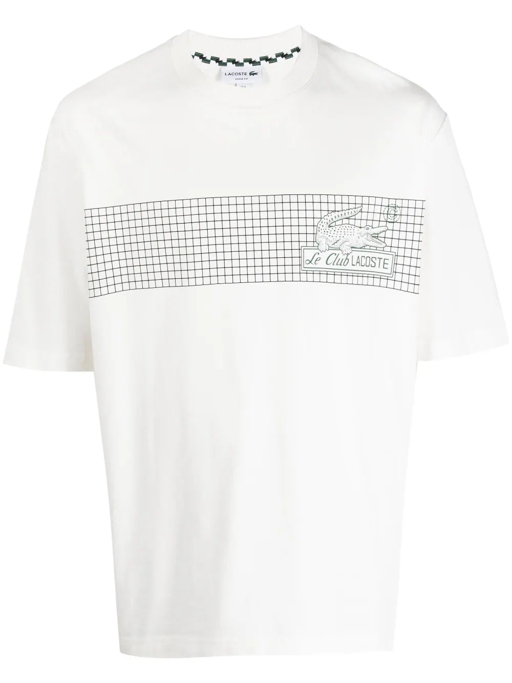 LACOSTE Loose Fit Tennis Print T-Shirt Beige - MAISONDEFASHION.COM