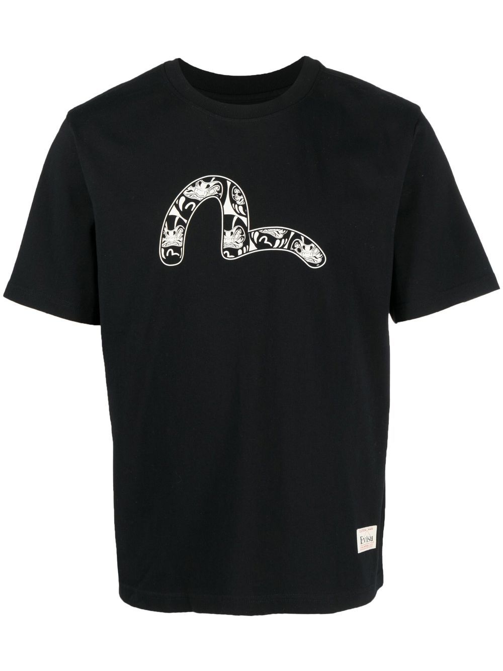 EVISU Graphic-print cotton T-Shirt Black - MAISONDEFASHION.COM