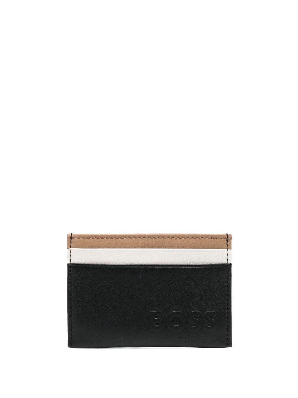 BOSS Embossed-logo Cardholder Black/White/Beige - MAISONDEFASHION.COM