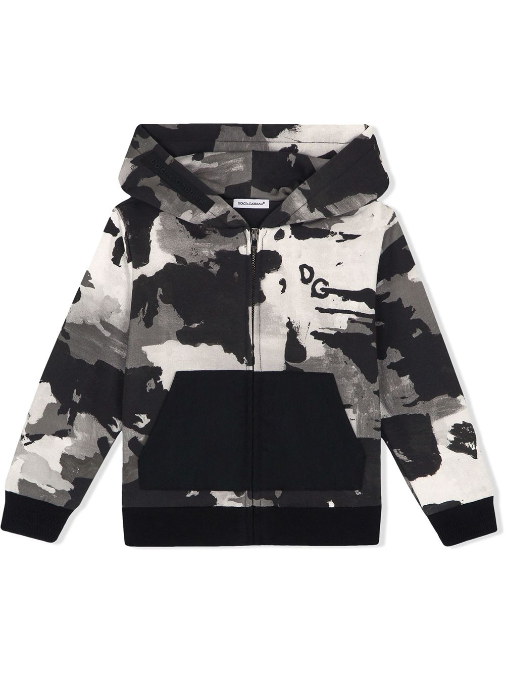 DOLCE & GABBANA KIDS Camouflage-print hoodie Black - MAISONDEFASHION.COM