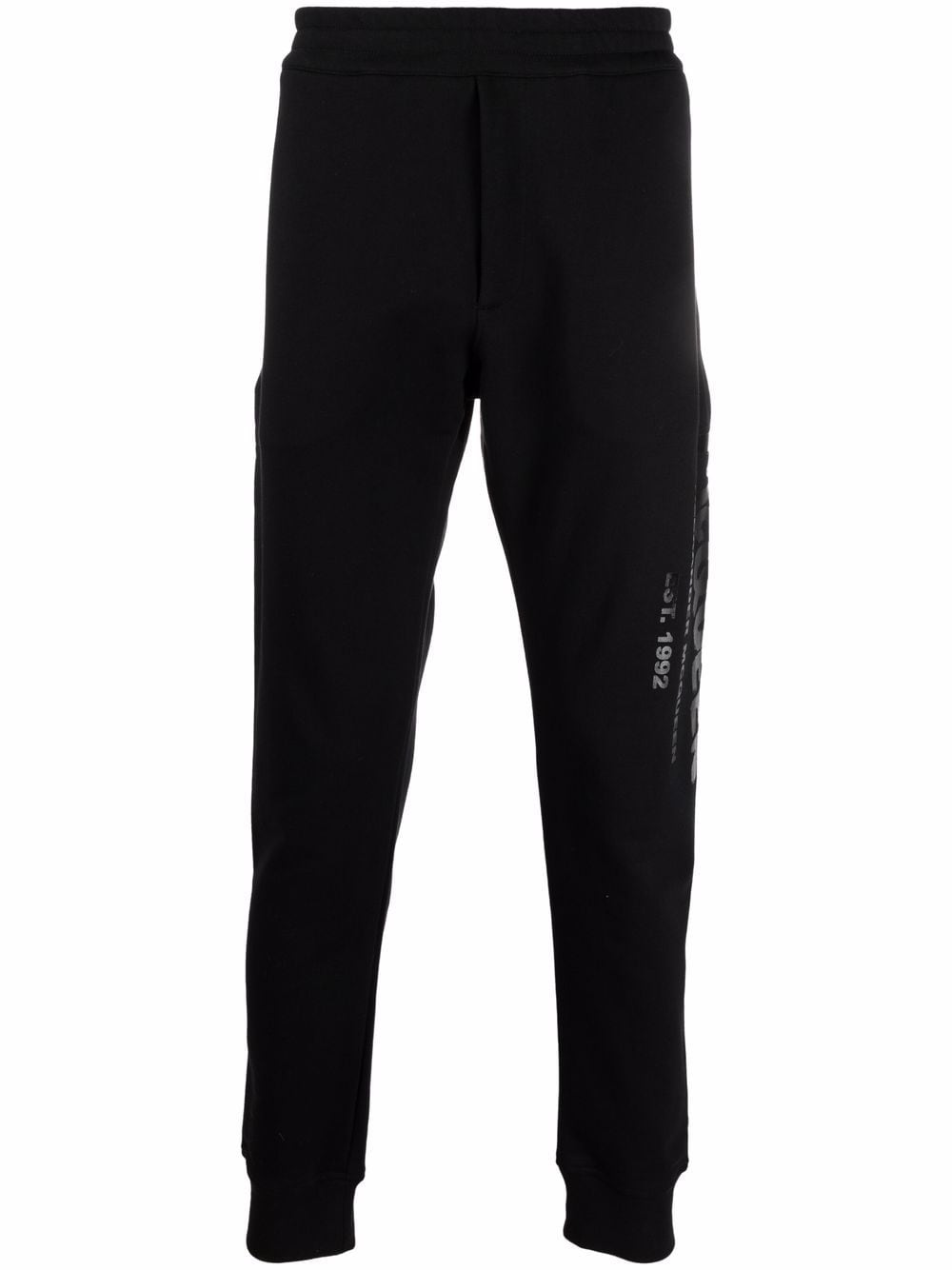 ALEXANDER MCQUEEN Logo Print Sweat Pants Black - MAISONDEFASHION.COM