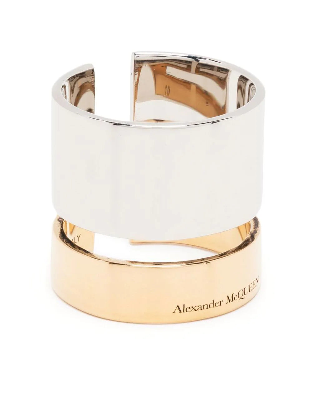 ALEXANDER MCQUEEN Double Ring Silver/Gold - MAISONDEFASHION.COM