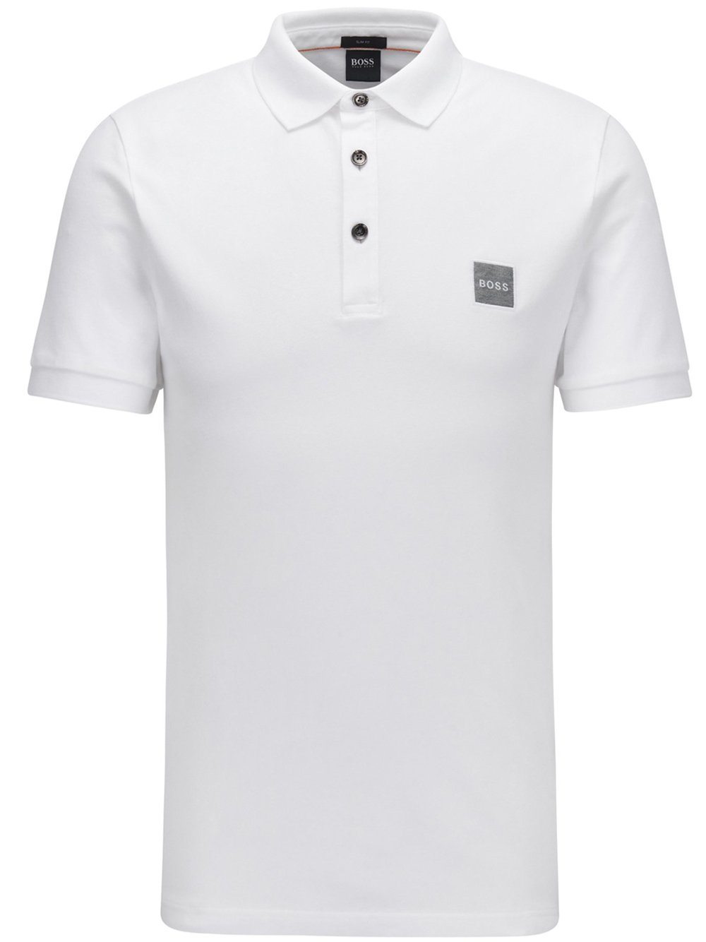 BOSS Slim Fit Logo Polo Shirt White - MAISONDEFASHION.COM