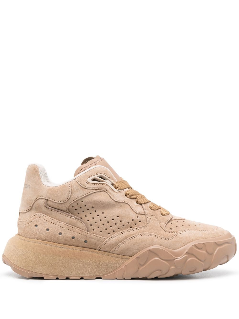 Alexander McQueen Suede Court Sneakers Beige - MAISONDEFASHION.COM