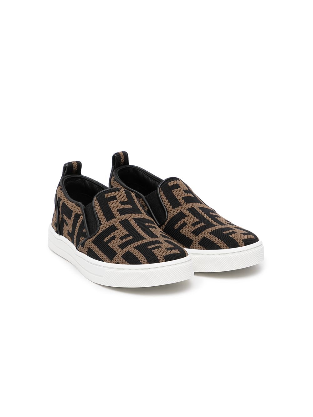 FENDI KIDS FF-print slip-on sneakers Brown - MAISONDEFASHION.COM