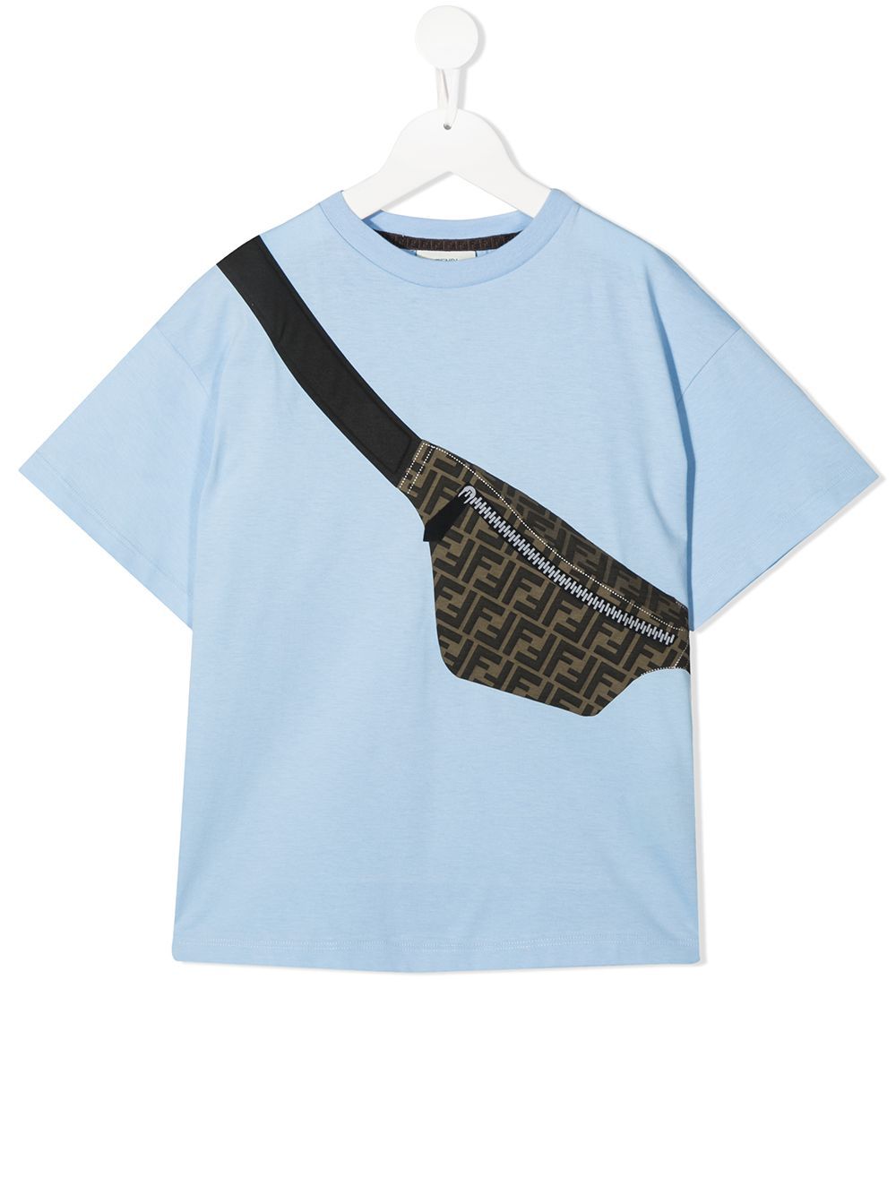 FENDI KIDS Crossbody Bag Print T-Shirt Blue - Maison De Fashion 