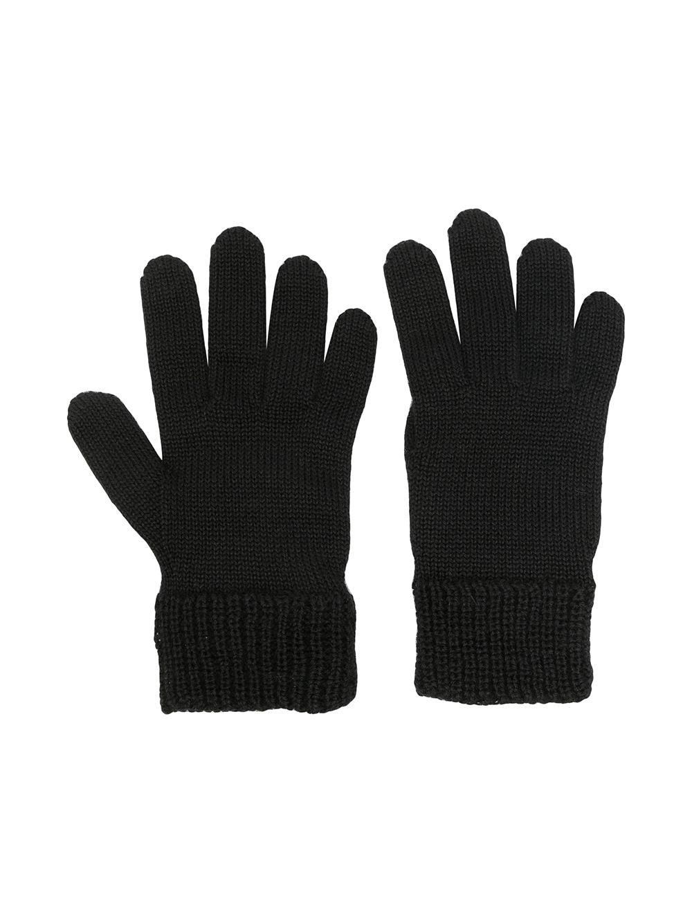 MONCLER KIDS Logo patch knitted gloves Black - MAISONDEFASHION.COM