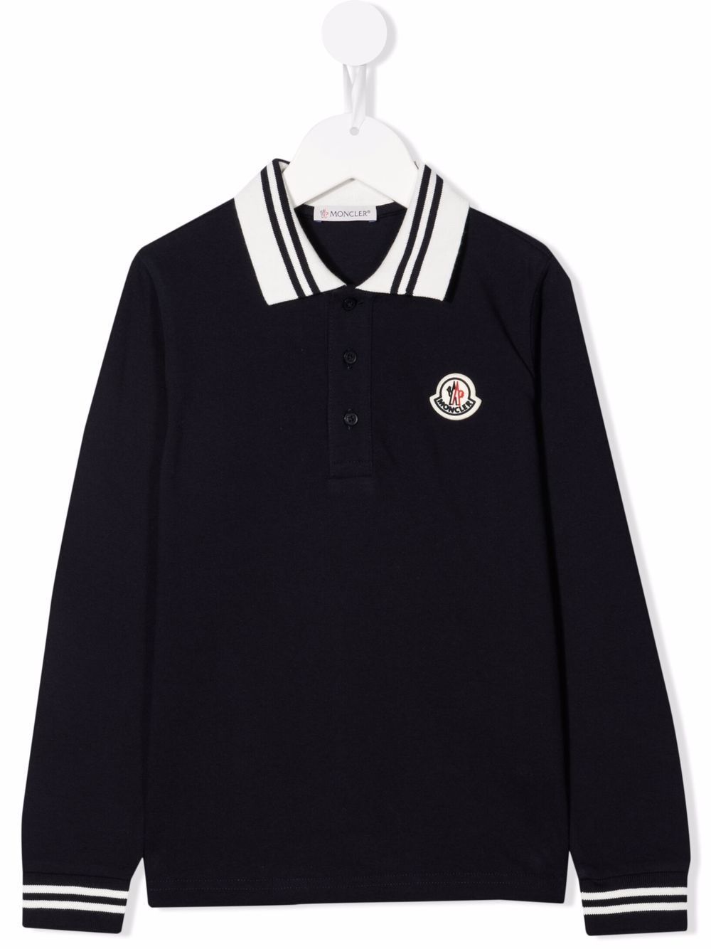 MONCLER KIDS Logo-patch polo shirt Navy - MAISONDEFASHION.COM