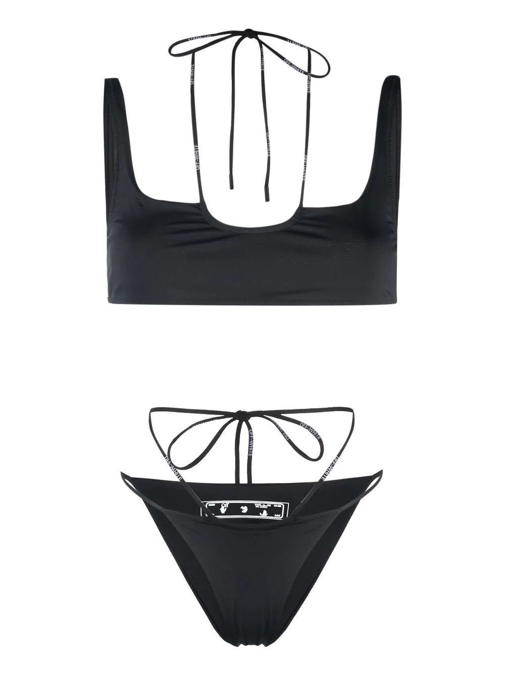 OFF WHITE WOMEN Cross Coulisse Bikini Black White MAISONDEFASHION.COM
