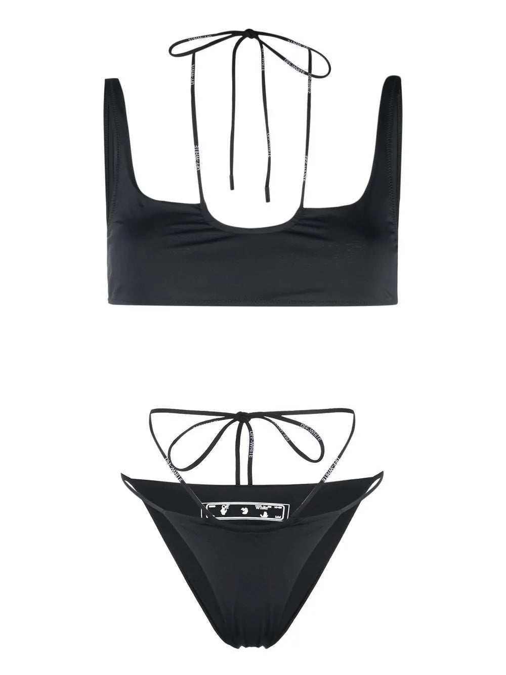 OFF-WHITE WOMEN Cross Coulisse Bikini Black/White - MAISONDEFASHION.COM