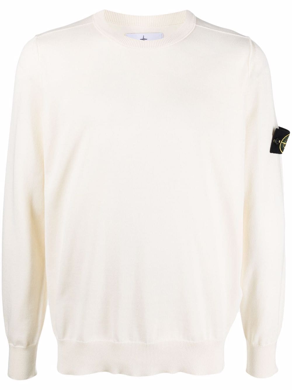 Stone Island Soft Cotton Logo Patch Sweatshirt White - MAISONDEFASHION.COM