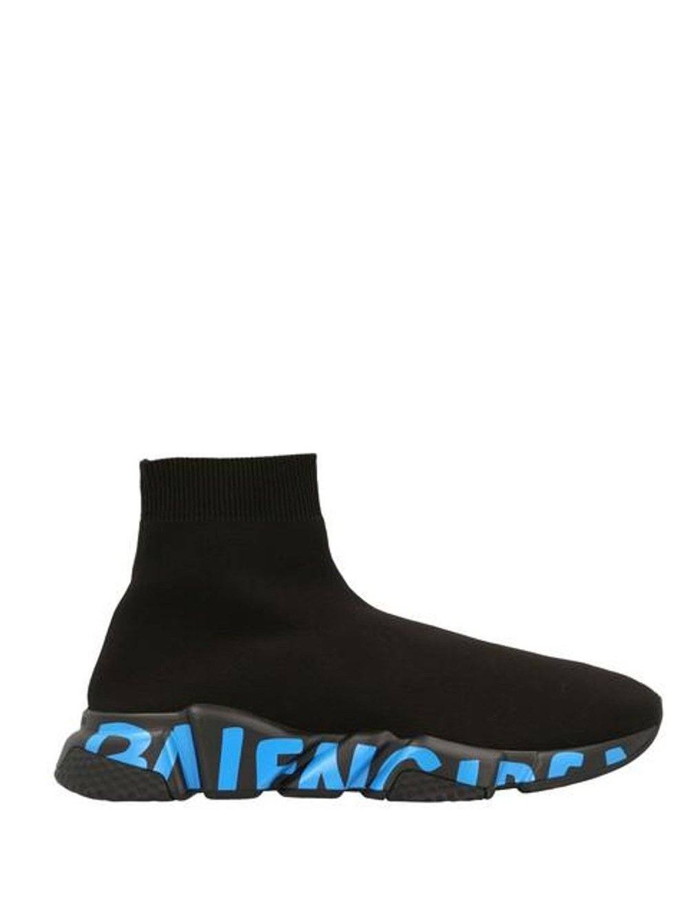 BALENCIAGA Speed Graffiti Sneakers Black/Blue - Maison De Fashion 