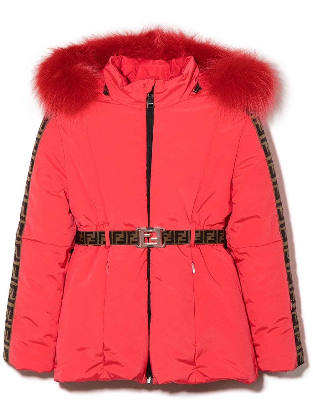 FF Belted Ski Jacket in Pink - Fendi Kids