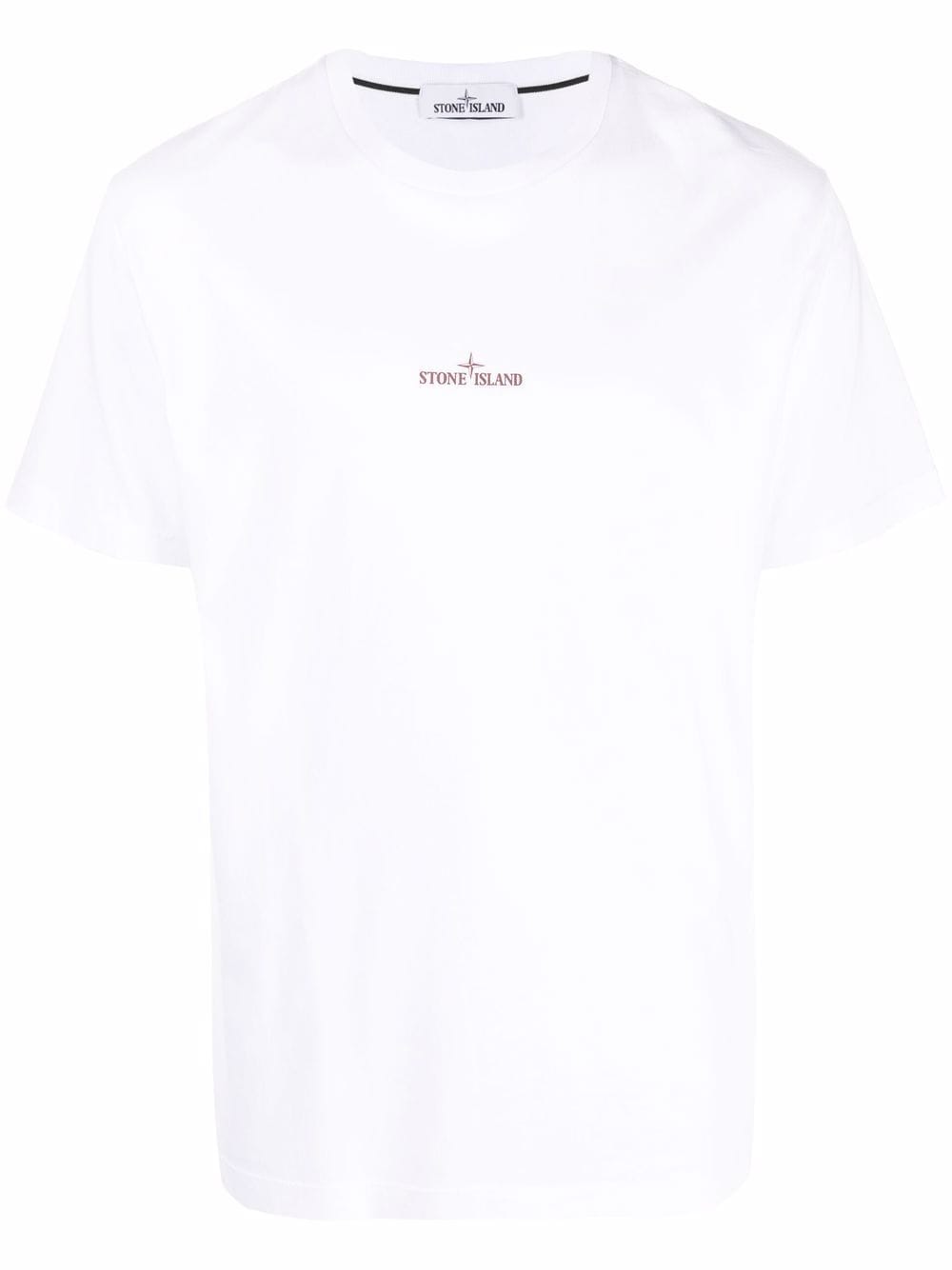 STONE ISLAND Logo Print T-Shirt White - MAISONDEFASHION.COM