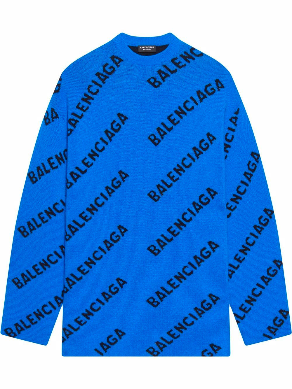 BALENCIAGA L/S Crewneck Blue/Black - MAISONDEFASHION.COM
