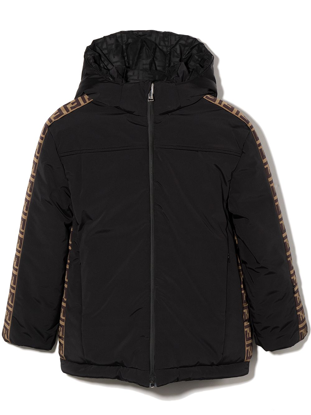 FENDI KIDS Reversible Padded Jacket Black - MAISONDEFASHION.COM