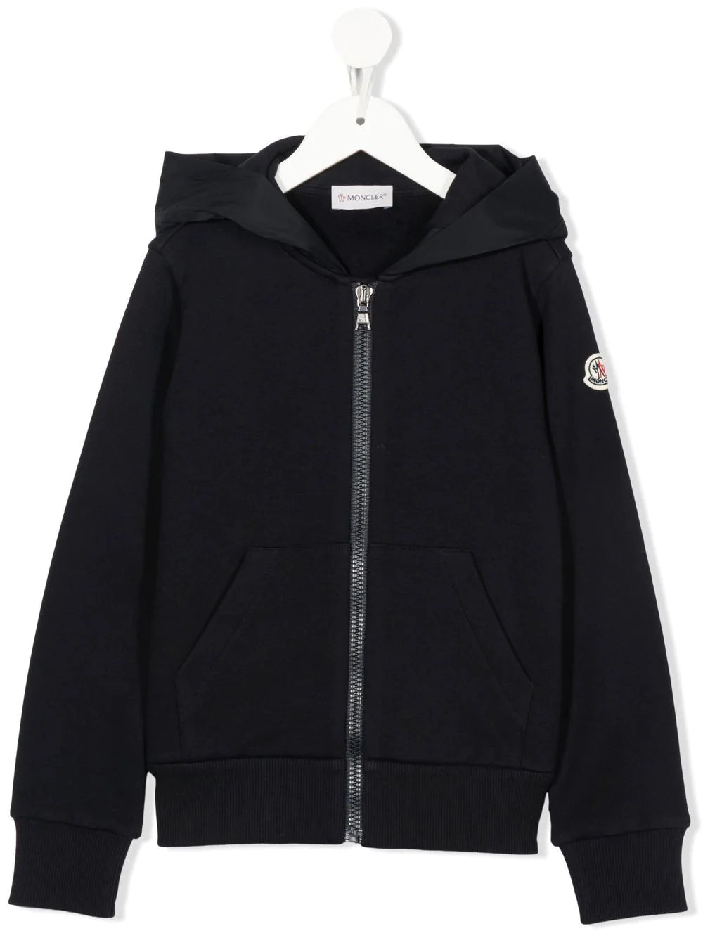 MONCLER KIDS Logo-Print Zipped Hoodie Navy - MAISONDEFASHION.COM