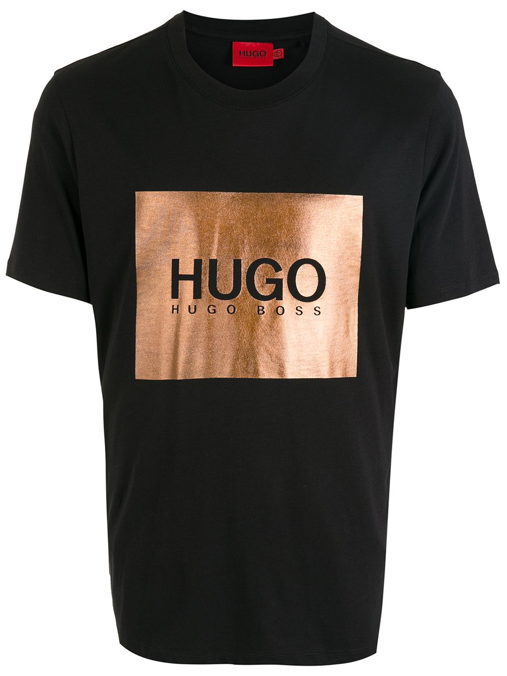 HUGO Metallic Logo T-Shirt Black - MAISONDEFASHION.COM