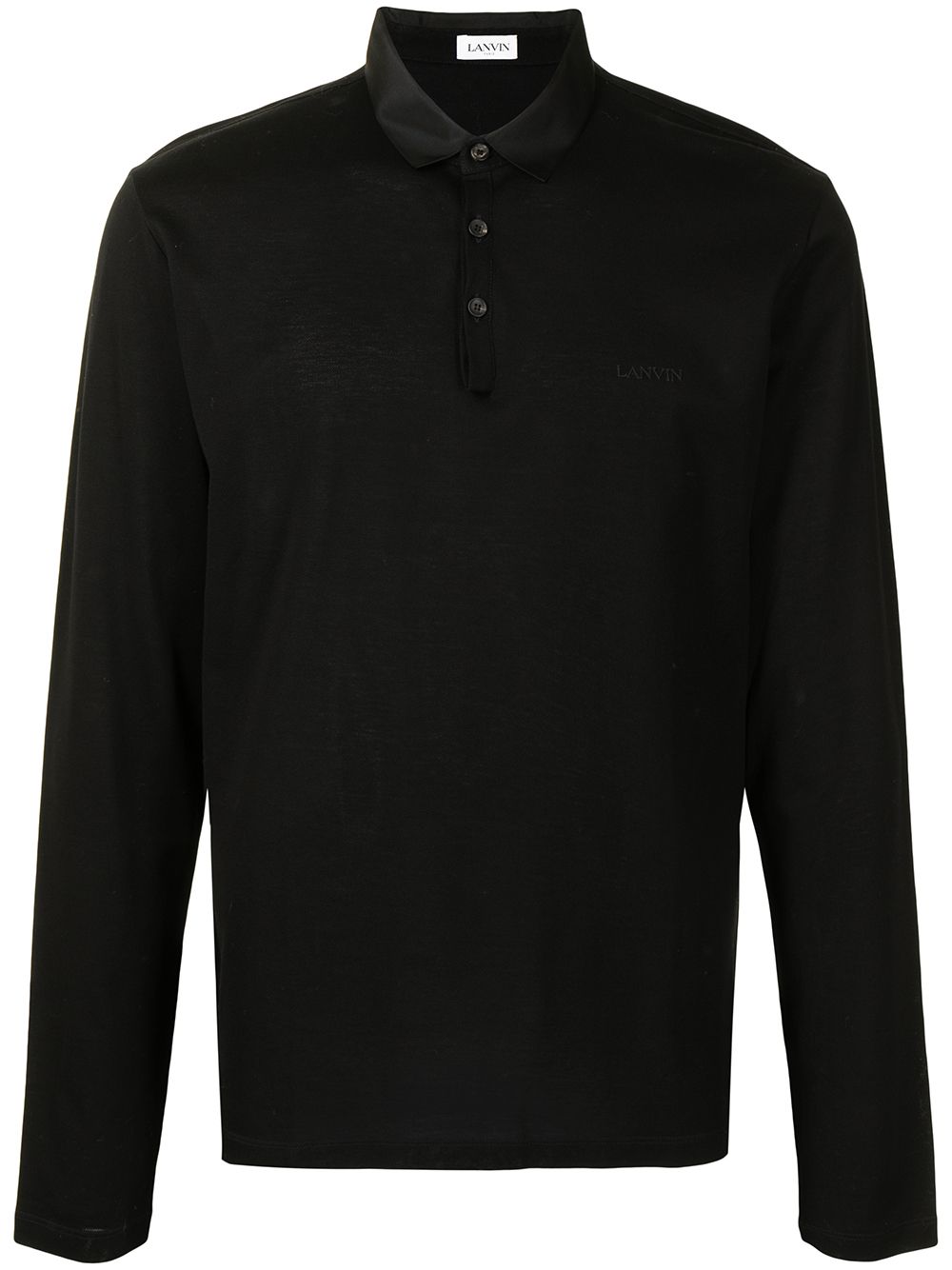 LANVIN Embroidered Logo Polo Shirt Black - MAISONDEFASHION.COM