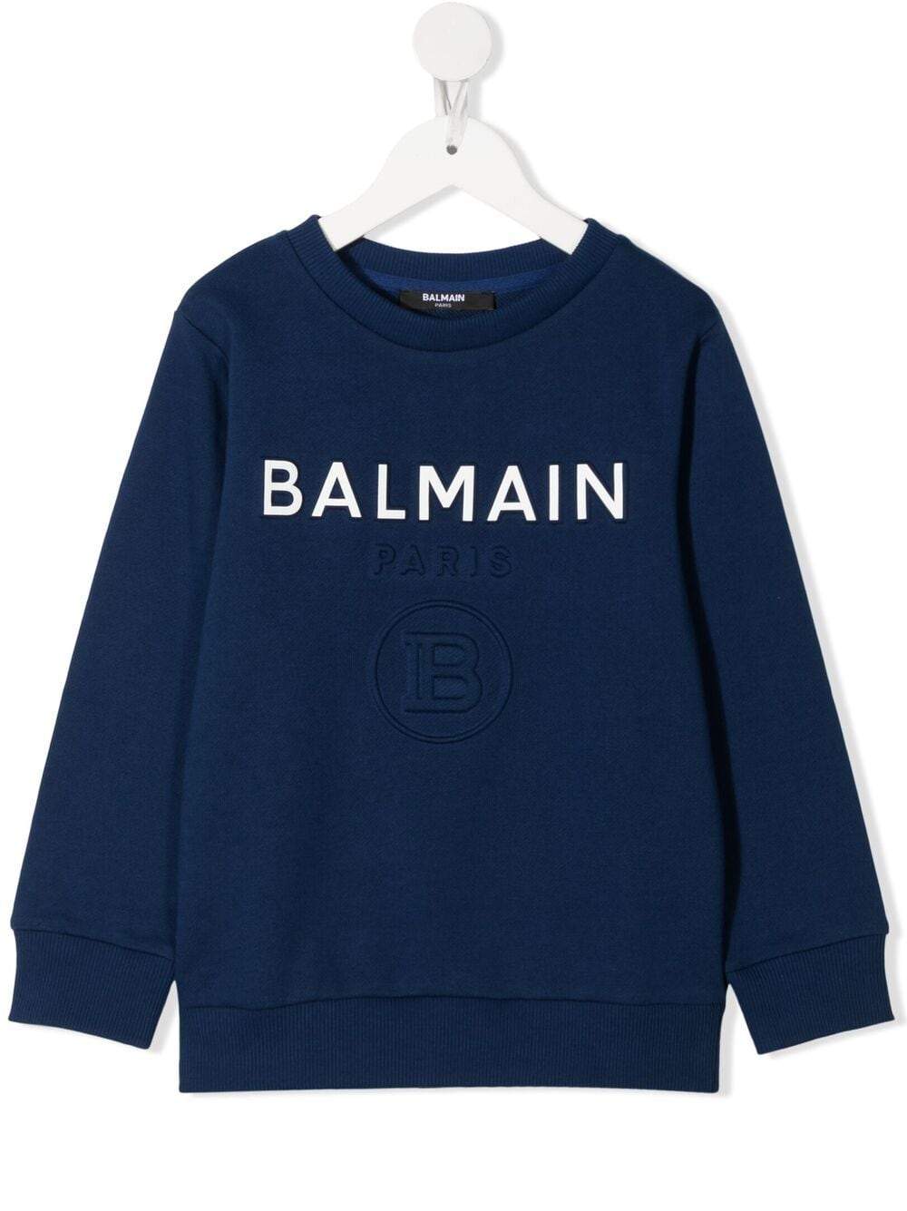BALMAIN KIDS Logo-embossed sweatshirt Blue - MAISONDEFASHION.COM