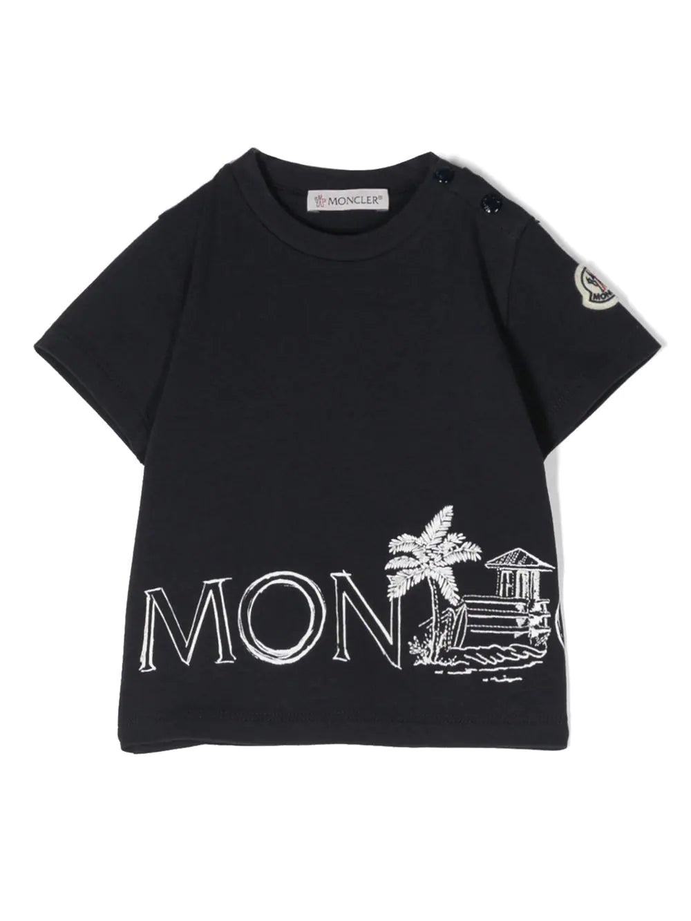 MONCLER BABY Logo Graphic Print T-Shirt Navy/White - MAISONDEFASHION.COM