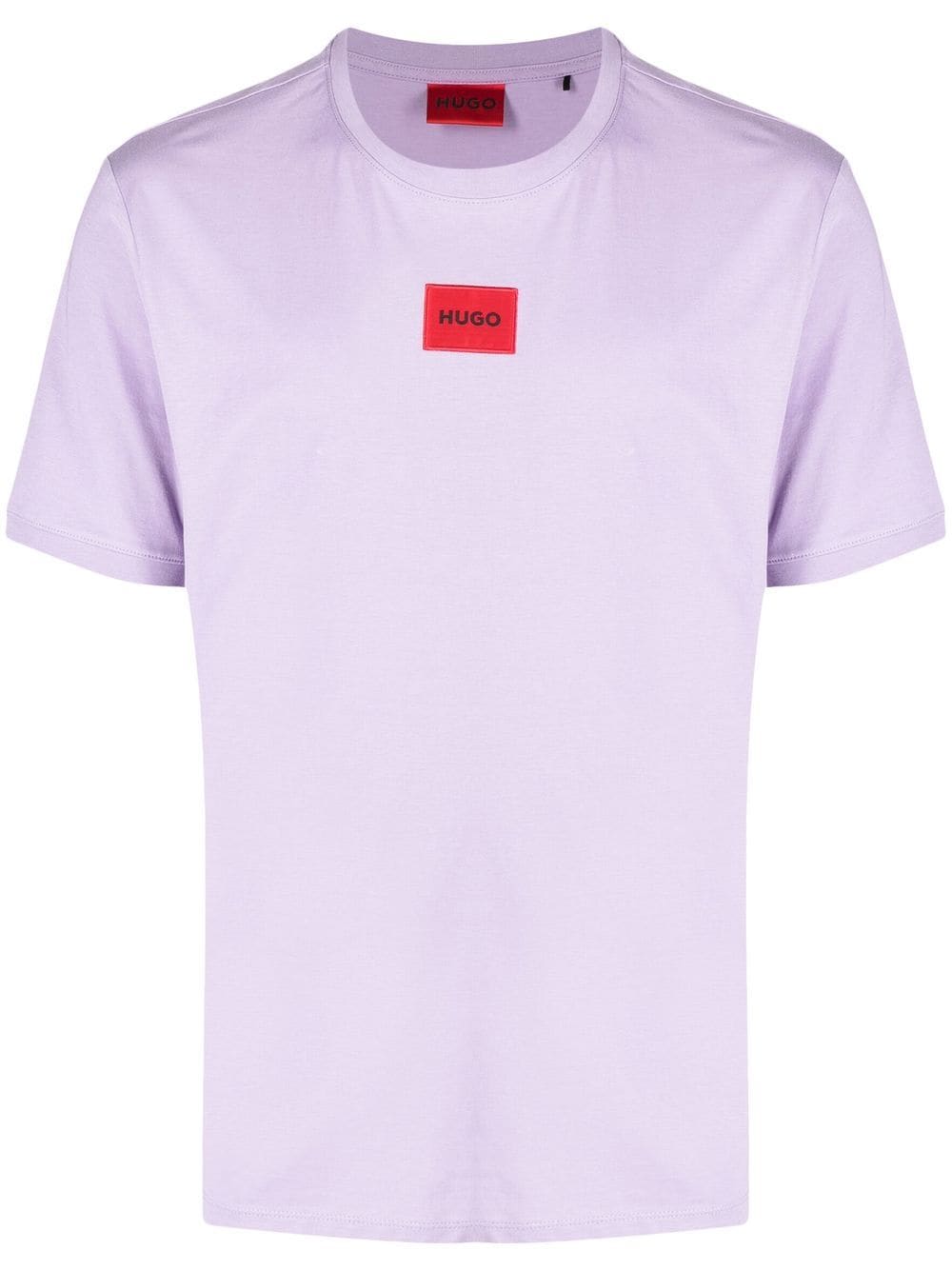 HUGO Logo-patch short-sleeve T-shirt Light Purple - MAISONDEFASHION.COM