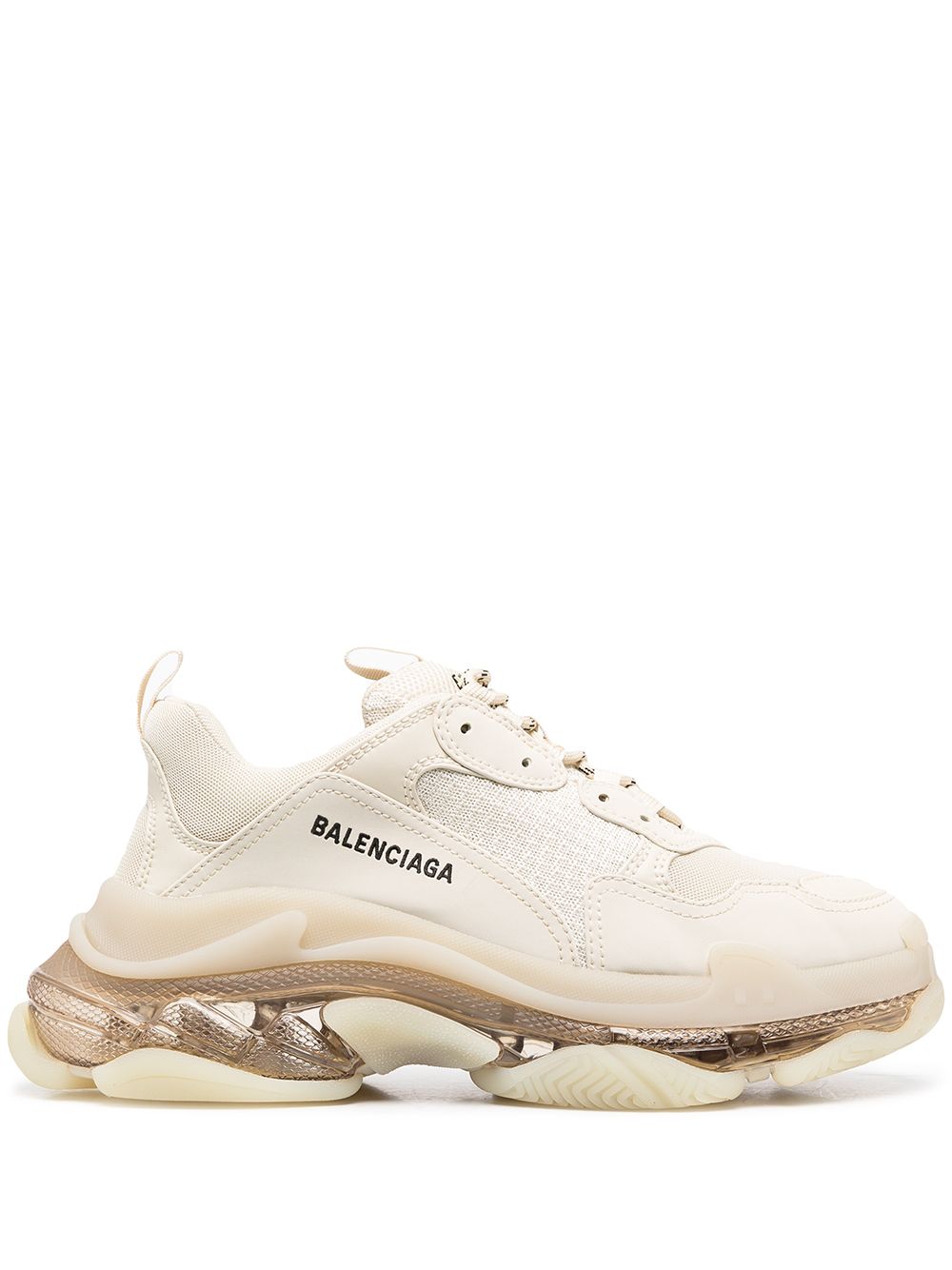 BALENCIAGA Triple S Clear Sole Sneakers Off White MAISONDEFASHION.COM
