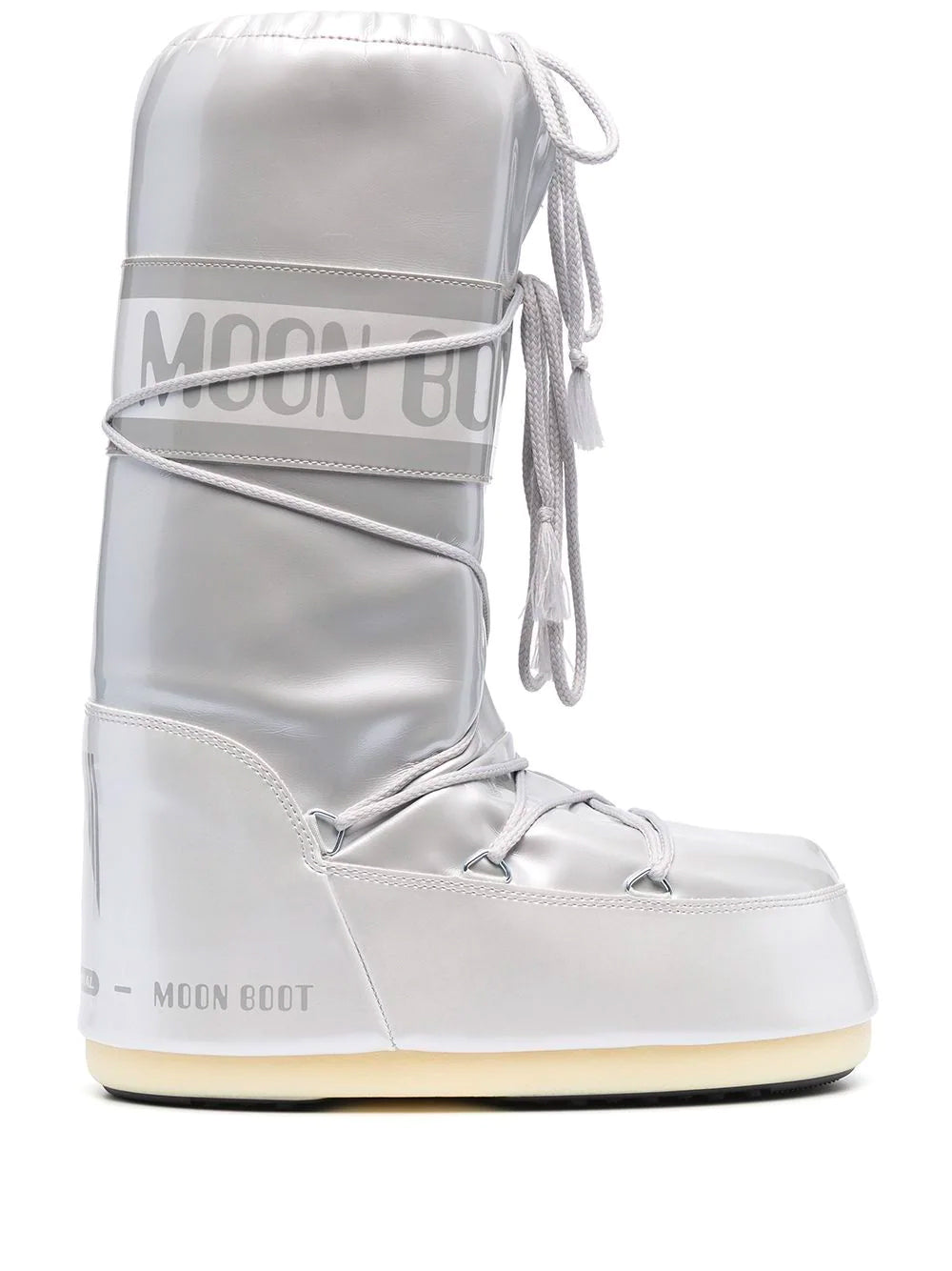 MOON BOOT WOMEN Icon Metallic Vinyl Boots White - MAISONDEFASHION.COM