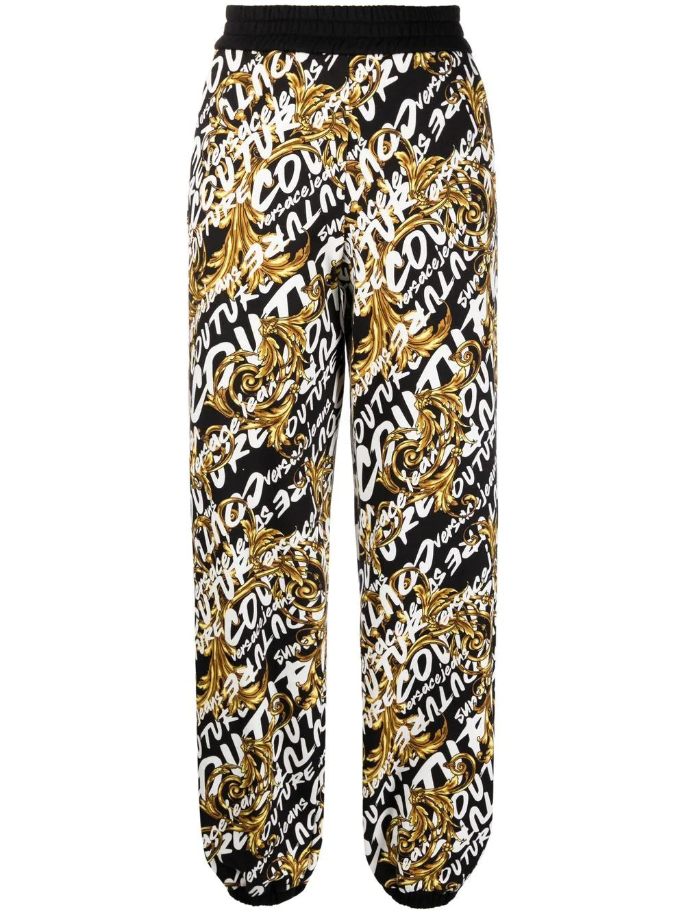 VERSACE WOMEN Baroque Print All Over Logo Sweatpants Black - MAISONDEFASHION.COM