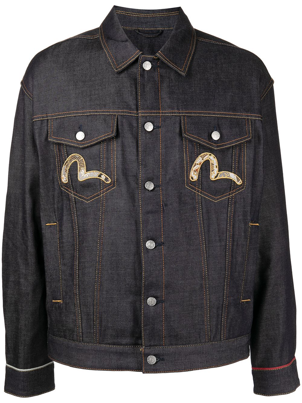 EVISU Long sleeve denim jacket Navy - MAISONDEFASHION.COM