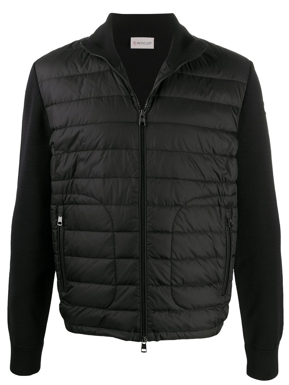 MONCLER padded-panel knitted jacket black - Maison De Fashion 