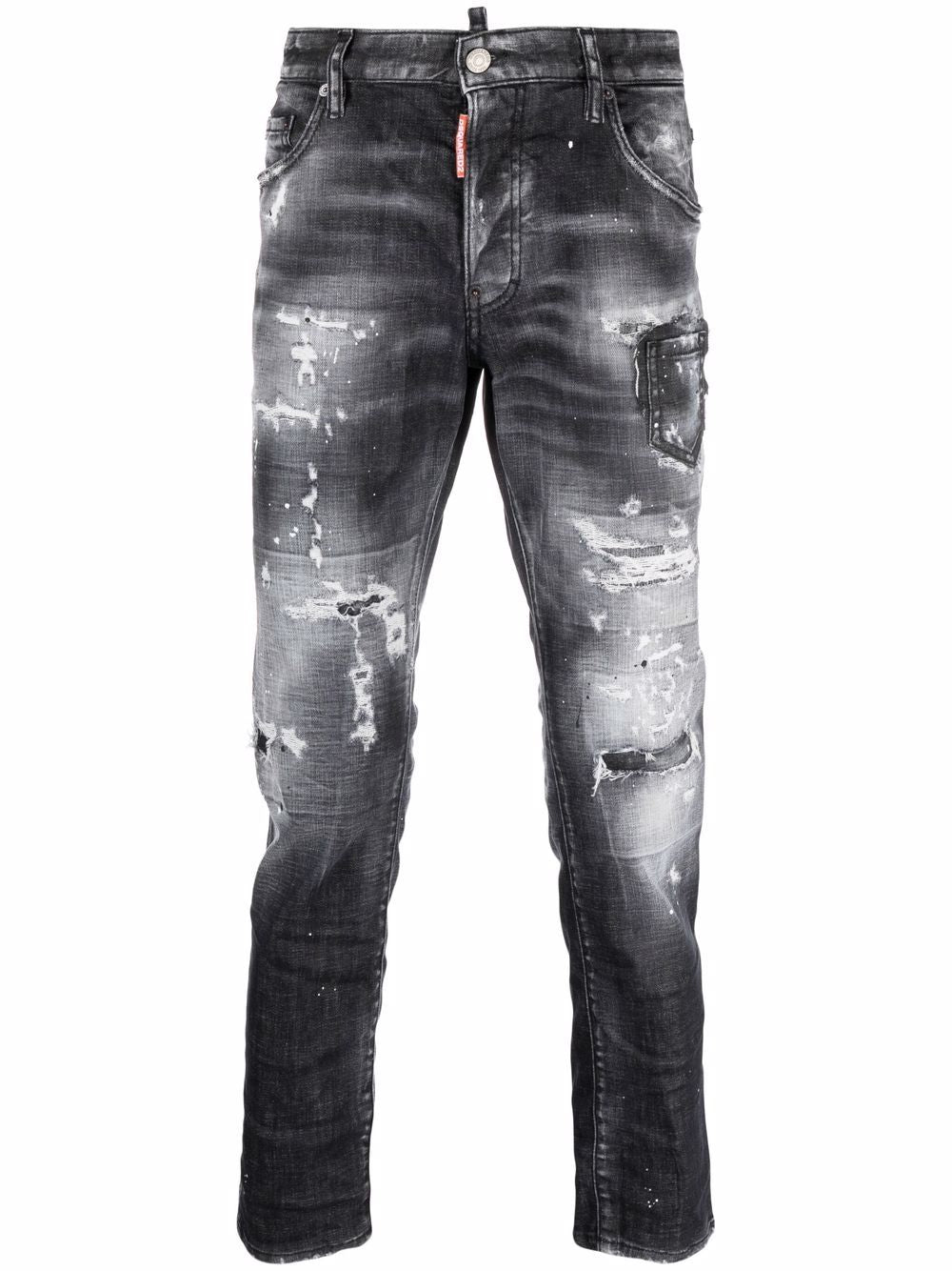 DSQUARED2 Distressed Jeans Black - MAISONDEFASHION.COM