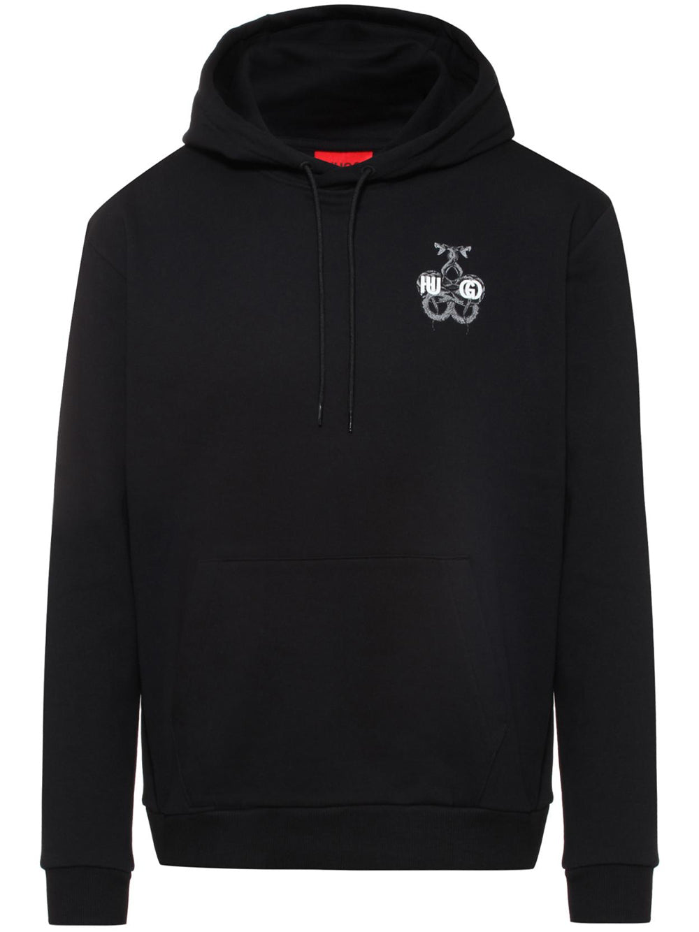 HUGO Relaxed Fit Snake Logo Hoodie Black - MAISONDEFASHION.COM