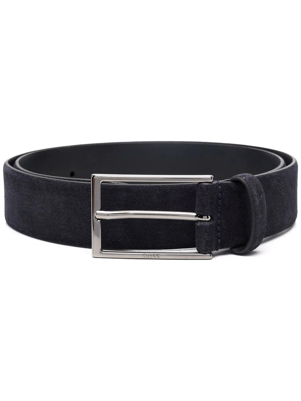 BOSS Leather Buckle Belt Navy - MAISONDEFASHION.COM