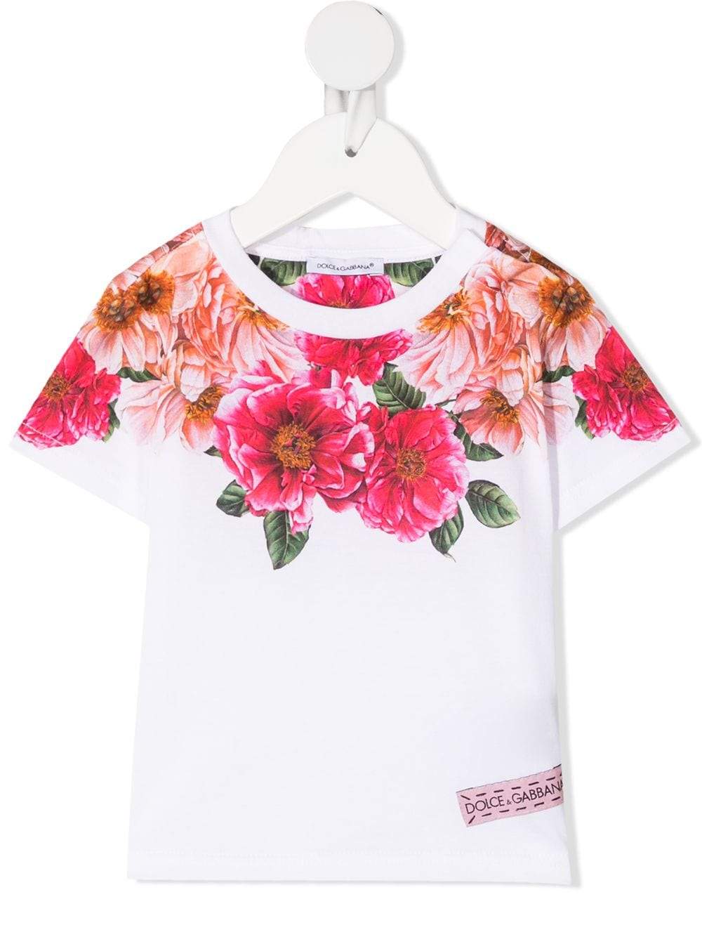 DOLCE & GABBANA BABY Floral print T-shirt White/Pink - MAISONDEFASHION.COM