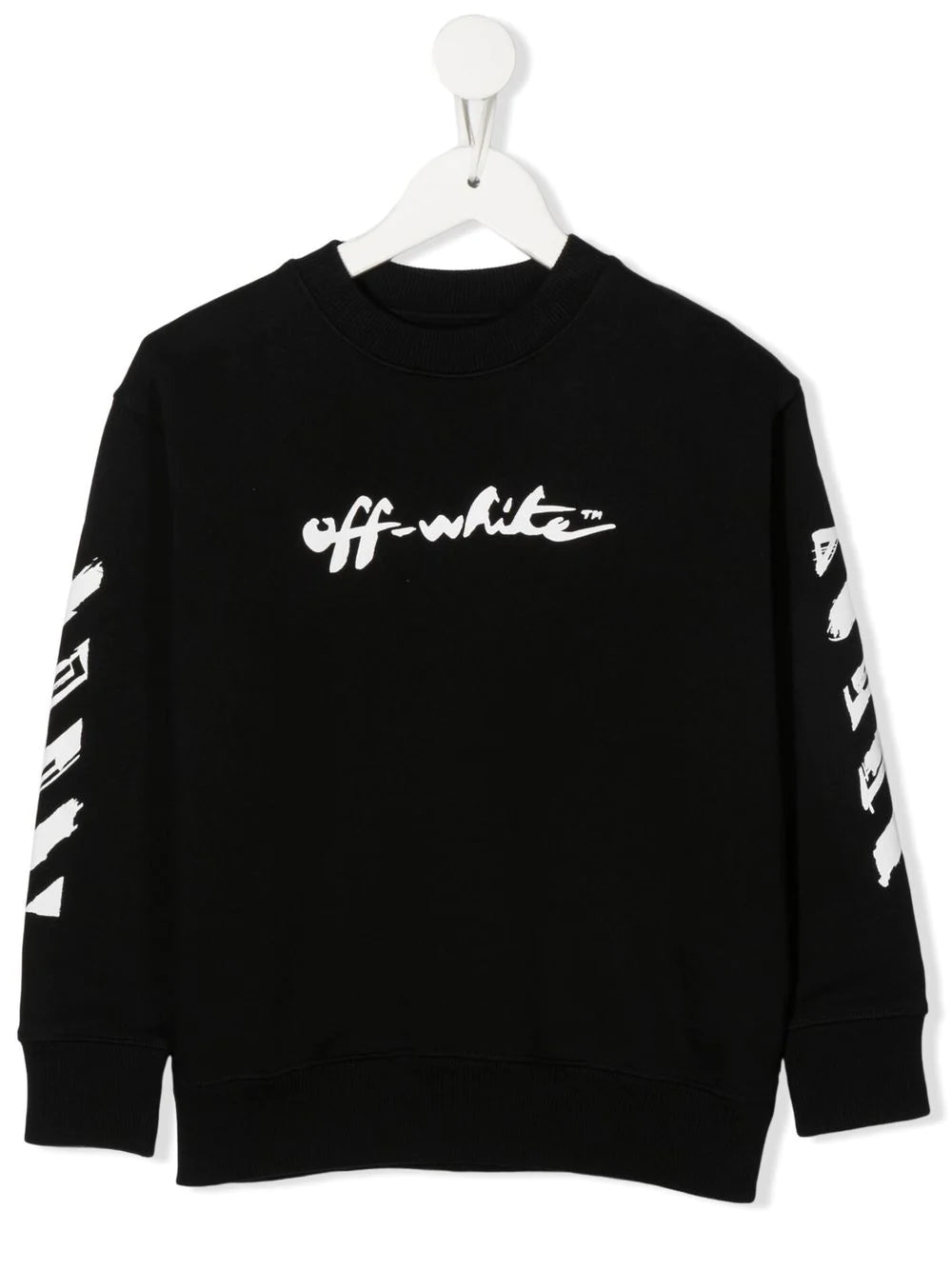 OFF WHITE KIDS Script Logo Sweatshirt Black White MAISONDEFASHION.COM